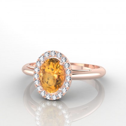 Colombe Solitaire Citrine en Or rose 18k