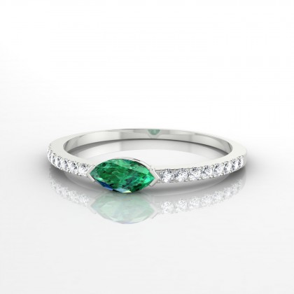 Déméter Bague Emeraude Marquise en Argent 925