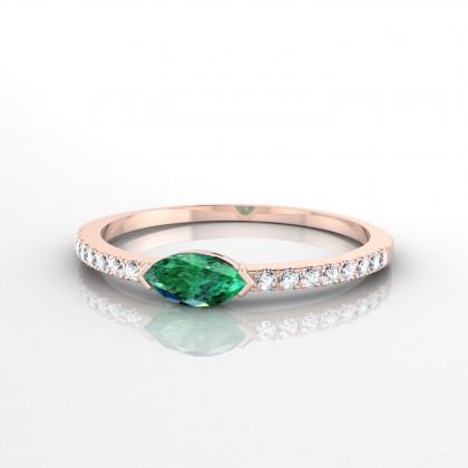 Déméter Bague Emeraude Marquise en Or rose 18k