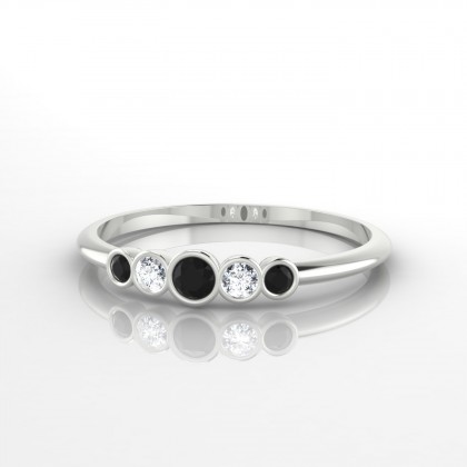Eole Bague Diamant noir en Or blanc 18k