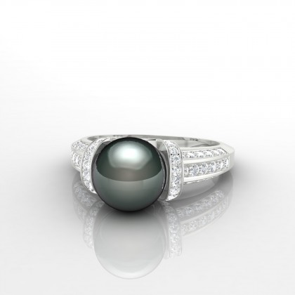 Erianui Bague Perle de Tahiti 8 à 9 mm en Argent 925