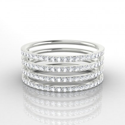 Evasion 4 rangs Bague Diamant en Argent 925