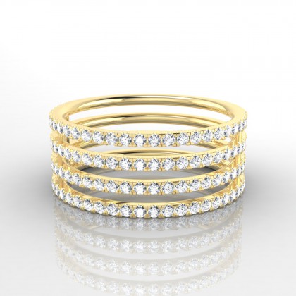 Evasion 4 rangs Bague Diamant en Or jaune 18k