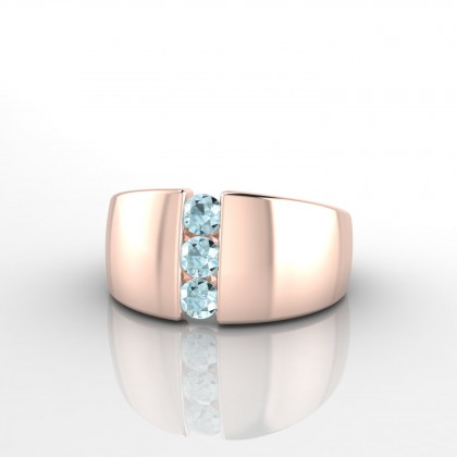 Exception Bague Aigue-marine en Or rose 18k
