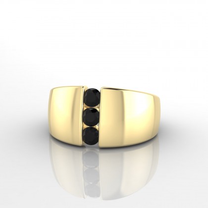Exception Bague Diamant noir en Or jaune 18k