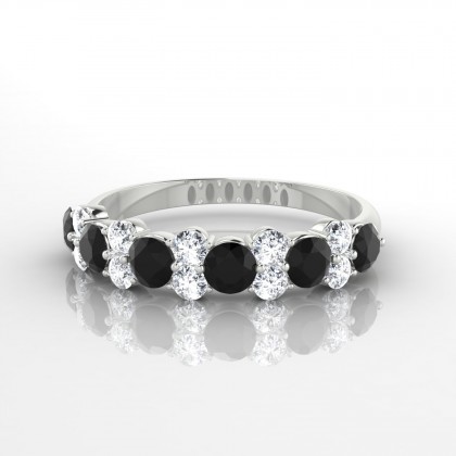 Exceptionnelle Bague Diamant noir en Or blanc 18k