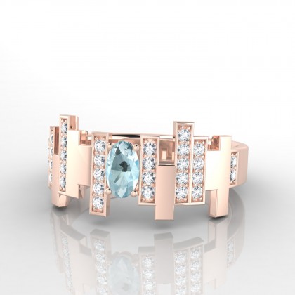Gramercy Bague Aigue-marine en Or rose 18k