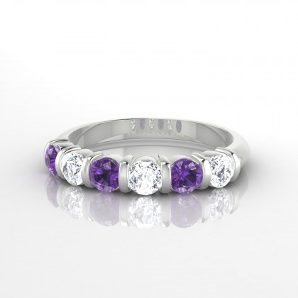 Grandiose Alternée Bague Améthyste en Or blanc 18k
