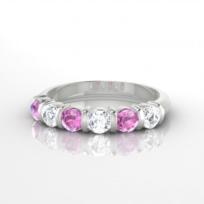 Grandiose Alternée Bague Saphir rose en Or blanc 18k
