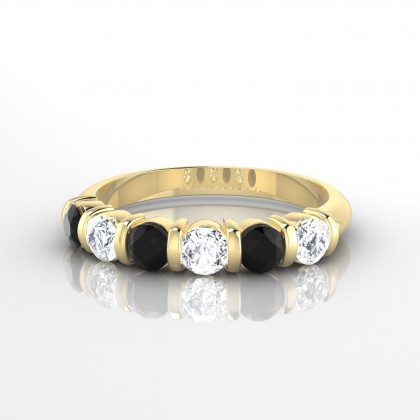 Grandiose Alternée Bague Diamant noir en Or jaune 18k