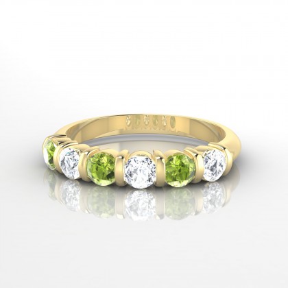 Grandiose Alternée Bague Péridot en Or jaune 18k