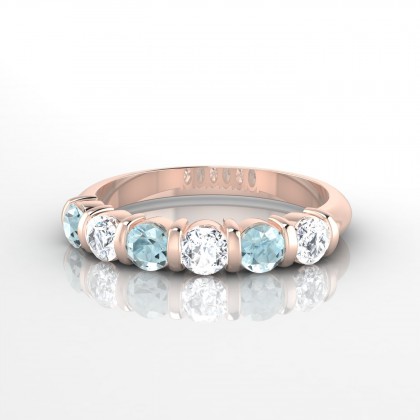 Grandiose Alternée Bague Aigue-marine en Or rose 18k