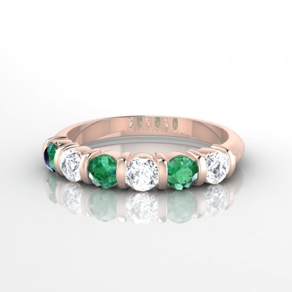 Grandiose Alternée Bague Emeraude en Or rose 18k