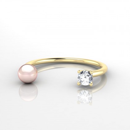Hecate Bague Perle d'eau douce rose en Or jaune 18k