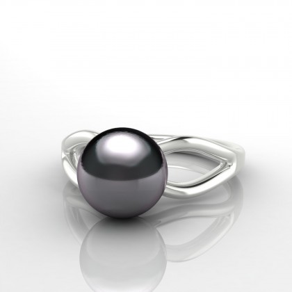 Heiana Bague Perle d'eau douce noire en Argent 925