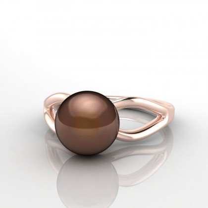 Heiana Bague Perle d'eau douce chocolat en Or rose 18k