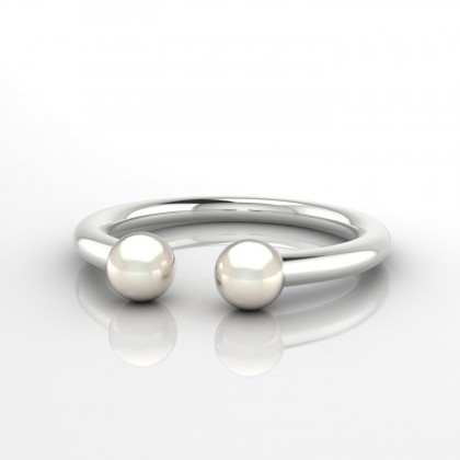 Héméra Bague Perle d'eau douce blanche en Or blanc 18k