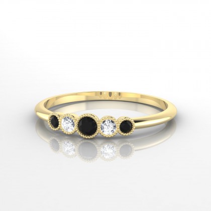 Heraclès Bague Diamant noir en Or jaune 18k