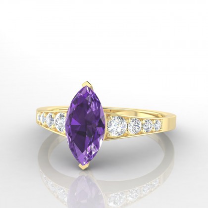Hermine Bague Améthyste en Or jaune 18k
