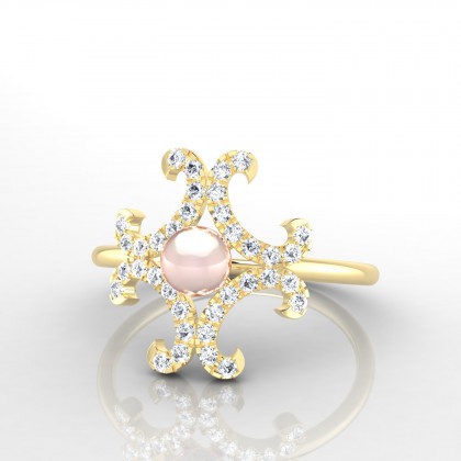 Hoanui Bague Perle d'eau douce rose en Or jaune 18k