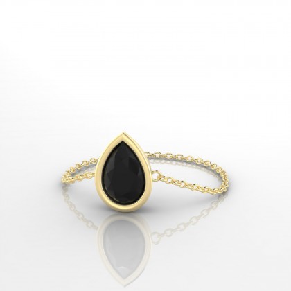 Chaîne Idylle Bague Diamant noir en Or jaune 18k