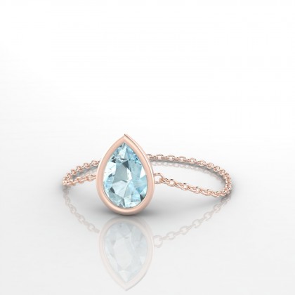 Chaîne Idylle Bague Aigue-marine en Or rose 18k