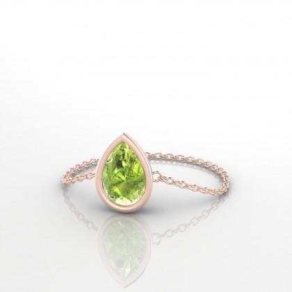 Chaîne Idylle Bague Péridot en Or rose 18k