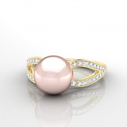 Ihoa Bague Perle d'eau douce rose en Or jaune 18k
