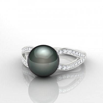 Ihoa Bague Perle de Tahiti en Or blanc 18k