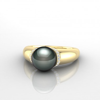 Iliana Bague Perle de Tahiti 8 à 9 mm en Or jaune 18k