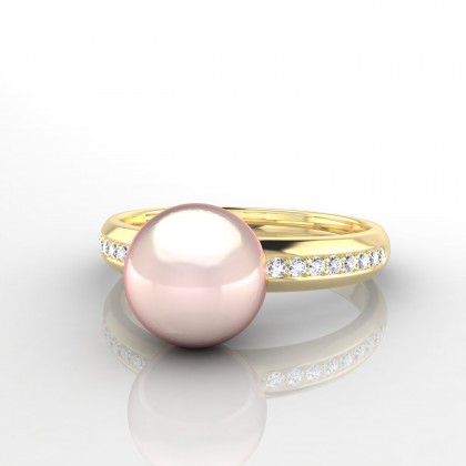 Iovana Bague Perle d'eau douce rose en Or jaune 18k