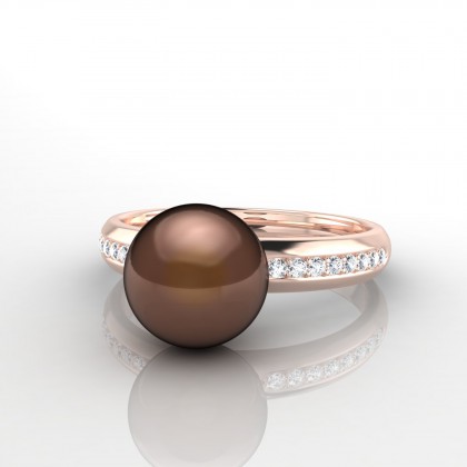 Iovana Bague Perle d'eau douce chocolat en Or rose 18k