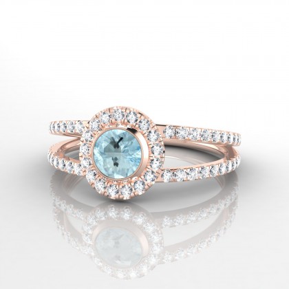 Kate Bague Aigue-marine en Or rose 18k