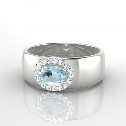 Leonie Solitaire Aigue-marine en Or blanc 18k