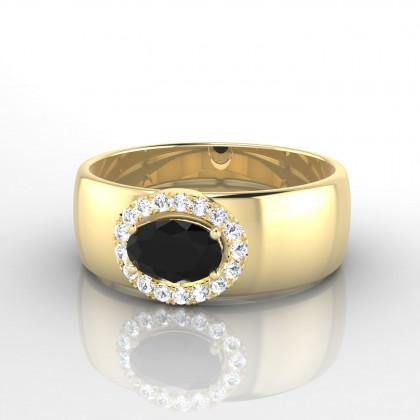 Leonie Solitaire Diamant noir en Or jaune 18k