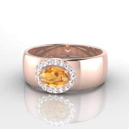 Léonie Solitaire Citrine en Or rose 18k