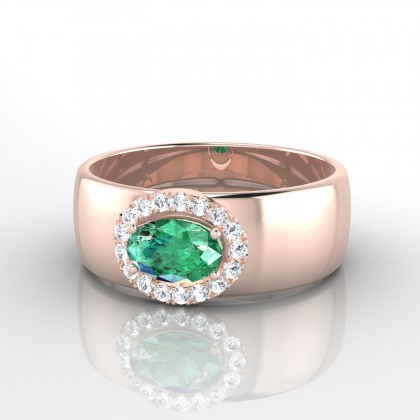 Leonie Solitaire Emeraude en Or rose 18k