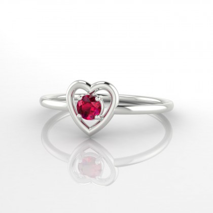 Lina Bague Rubis en Or blanc 18k