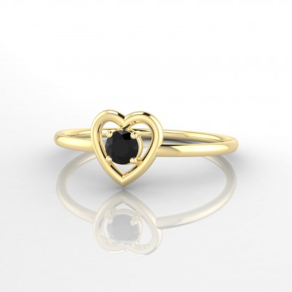 Lina Bague Diamant noir en Or jaune 18k