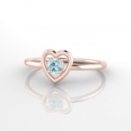 Lina Bague Aigue-marine en Or rose 18k