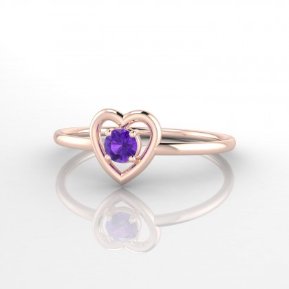 Lina Bague Améthyste en Or rose 18k