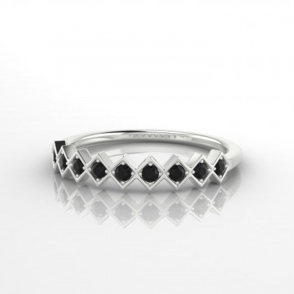 Louka Bague Diamant noir en Argent 925