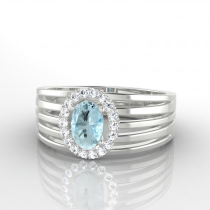 Lucienne Solitaire Aigue-marine en Or blanc 18k