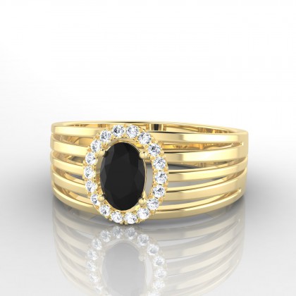 Lucienne Solitaire Diamant noir en Or jaune 18k