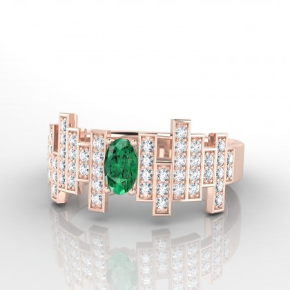 Madison Bague Emeraude en Or rose 18k