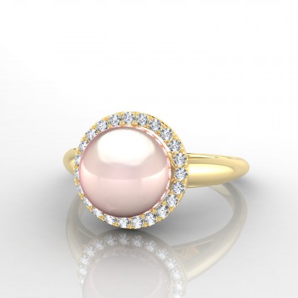Maheata Bague Perle d'eau douce rose en Or jaune 18k