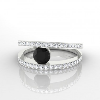 Majestueuse Bague Diamant noir en Argent 925