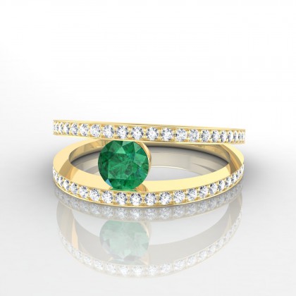 Majestueuse Bague Emeraude en Or jaune 18k