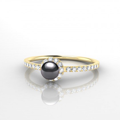 Manaia Bague Perle d'eau douce noire en Or jaune 18k