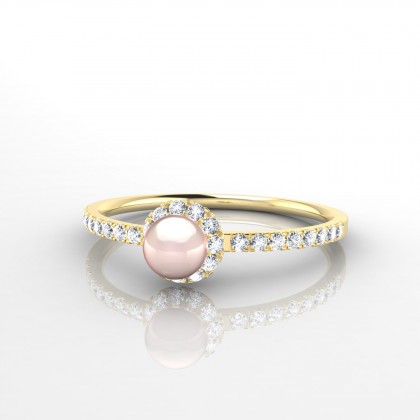 Manaia Bague Perle d'eau douce rose en Or jaune 18k
